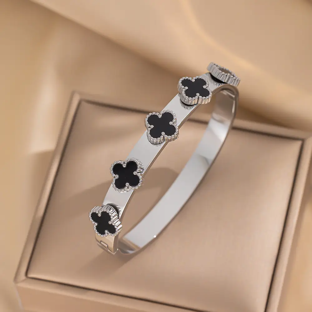 Stainless Steel Bracelets with Diamond Accents for Women