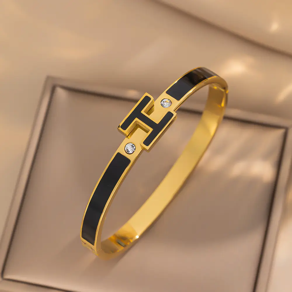 Stainless Steel Bracelets with Diamond Accents for Women