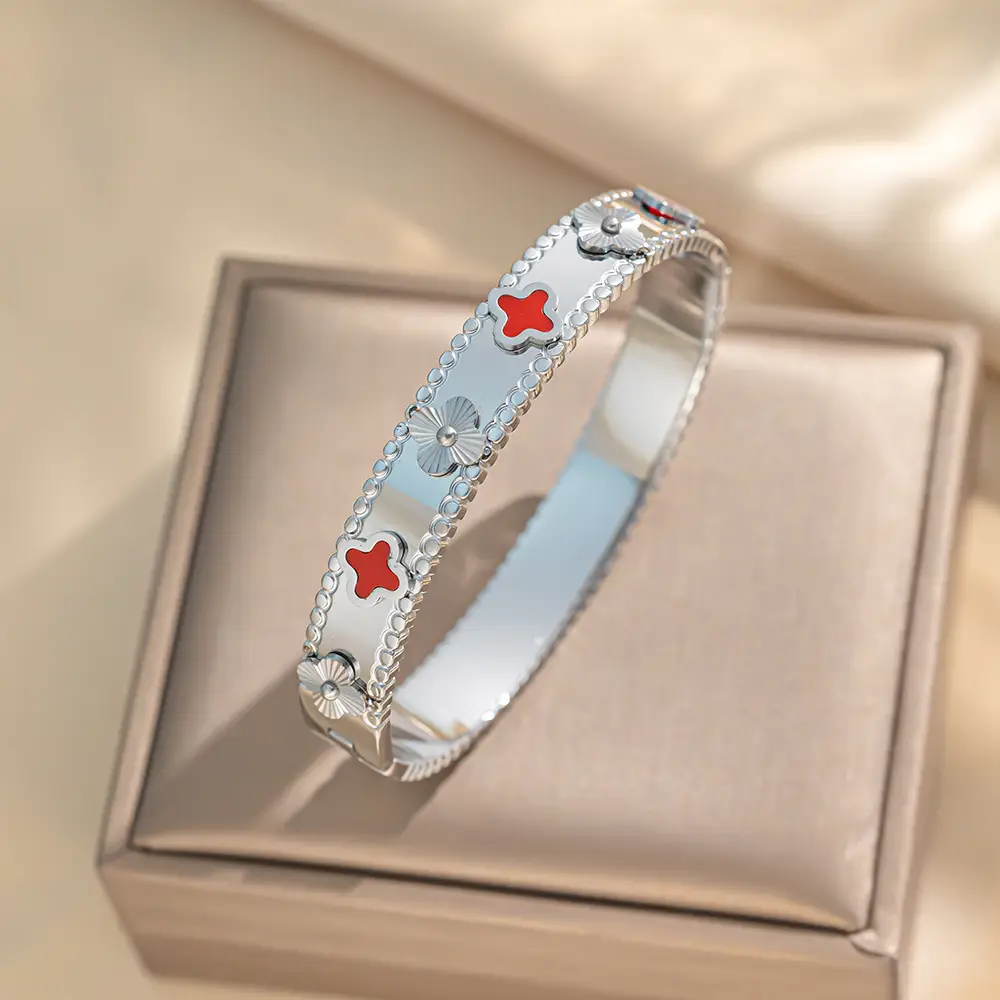 Stainless Steel Bracelets with Diamond Accents for Women