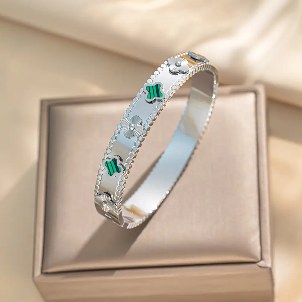 Stainless Steel Bracelets with Diamond Accents for Women