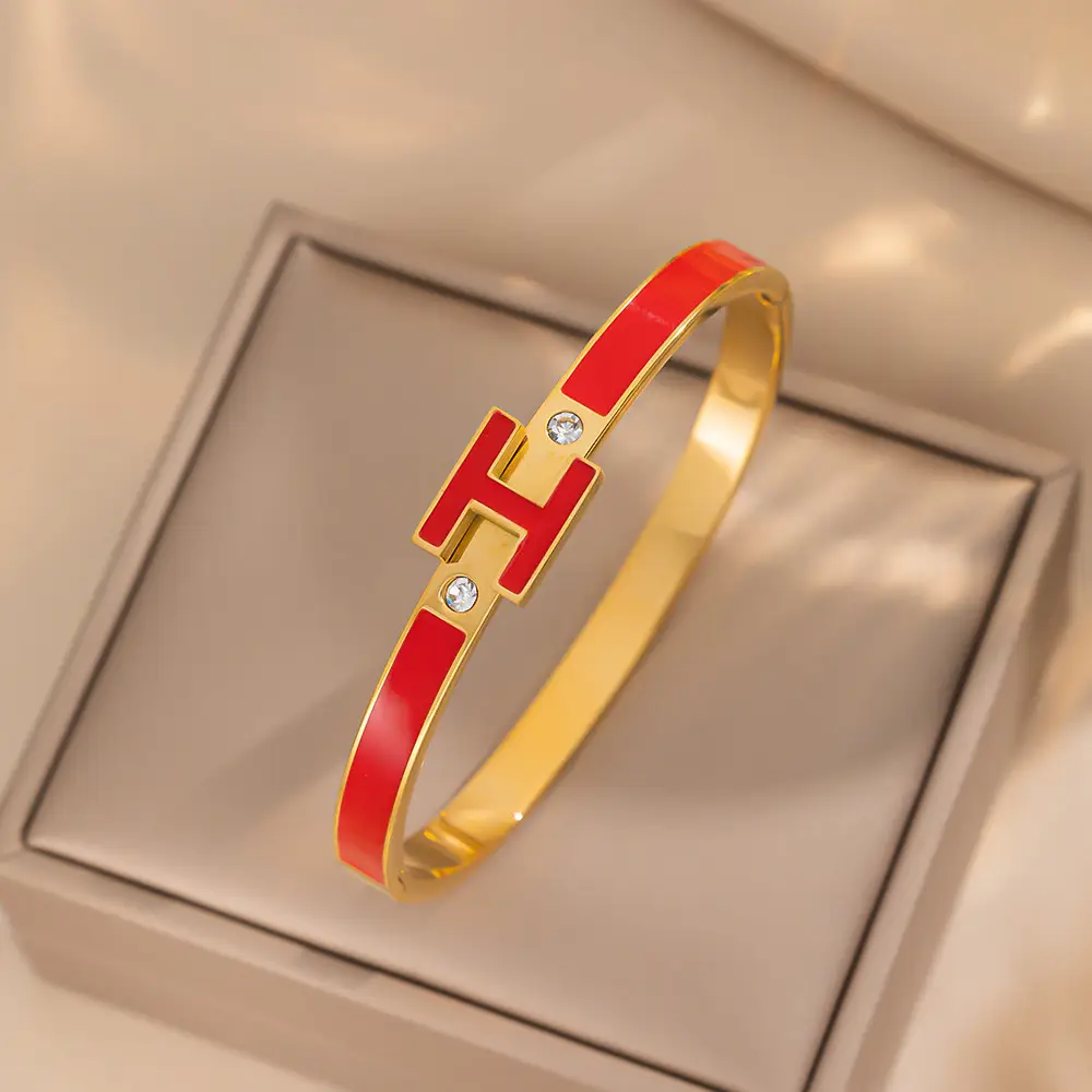 Stainless Steel Bracelets with Diamond Accents for Women