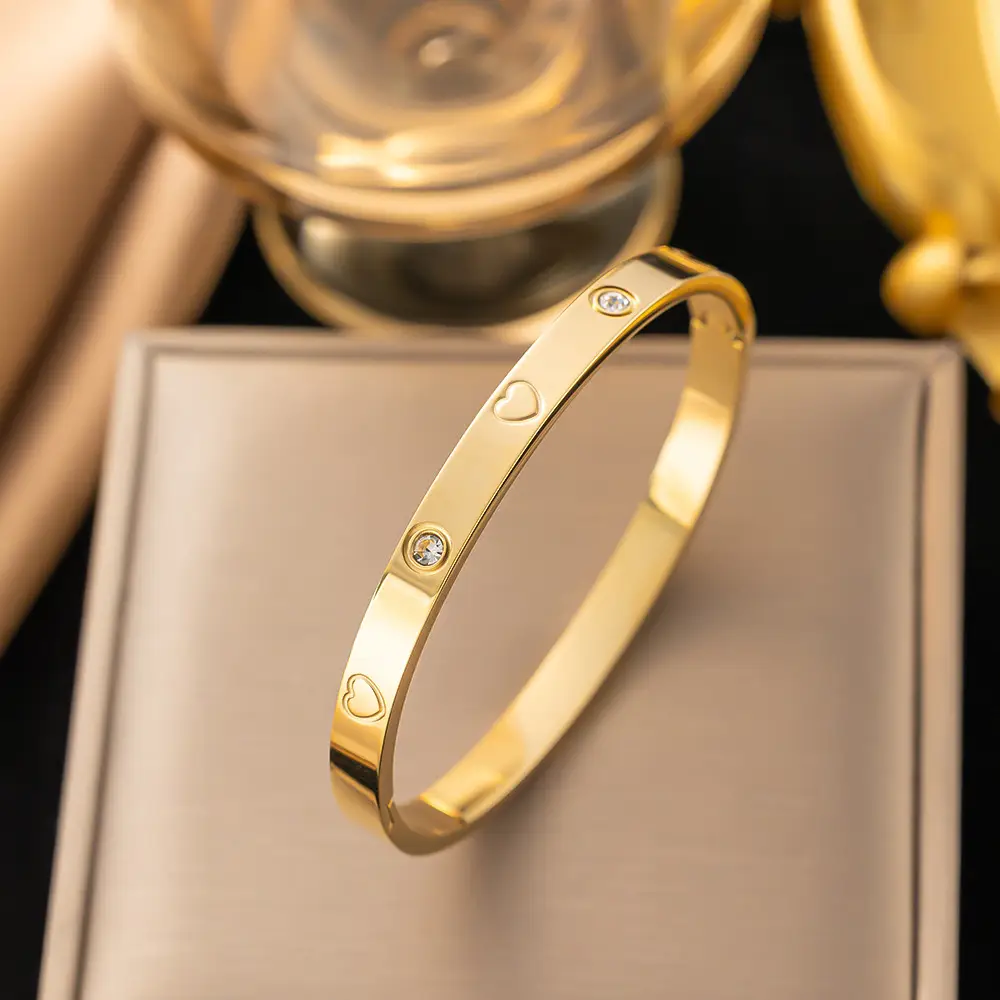 Stainless Steel Bracelets with Diamond Accents for Women