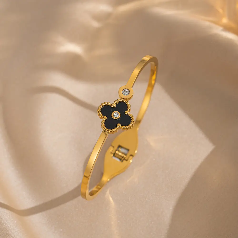 Stainless Steel Bracelets with Diamond Accents for Women
