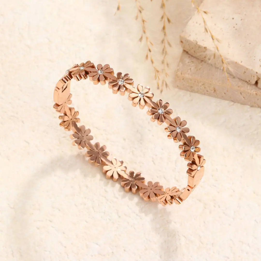 Stainless Steel Bracelets with Diamond Accents for Women