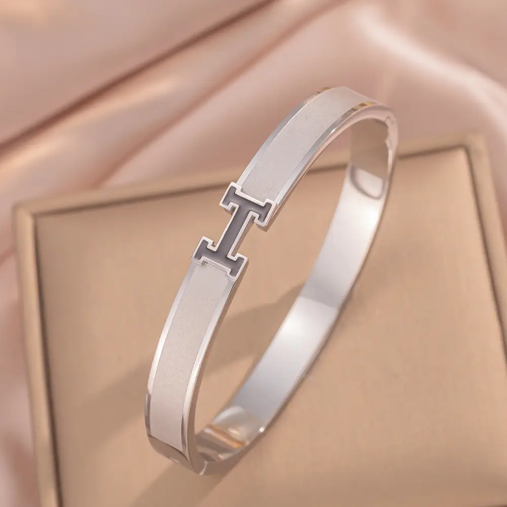 Stainless Steel Bracelets with Diamond Accents for Women