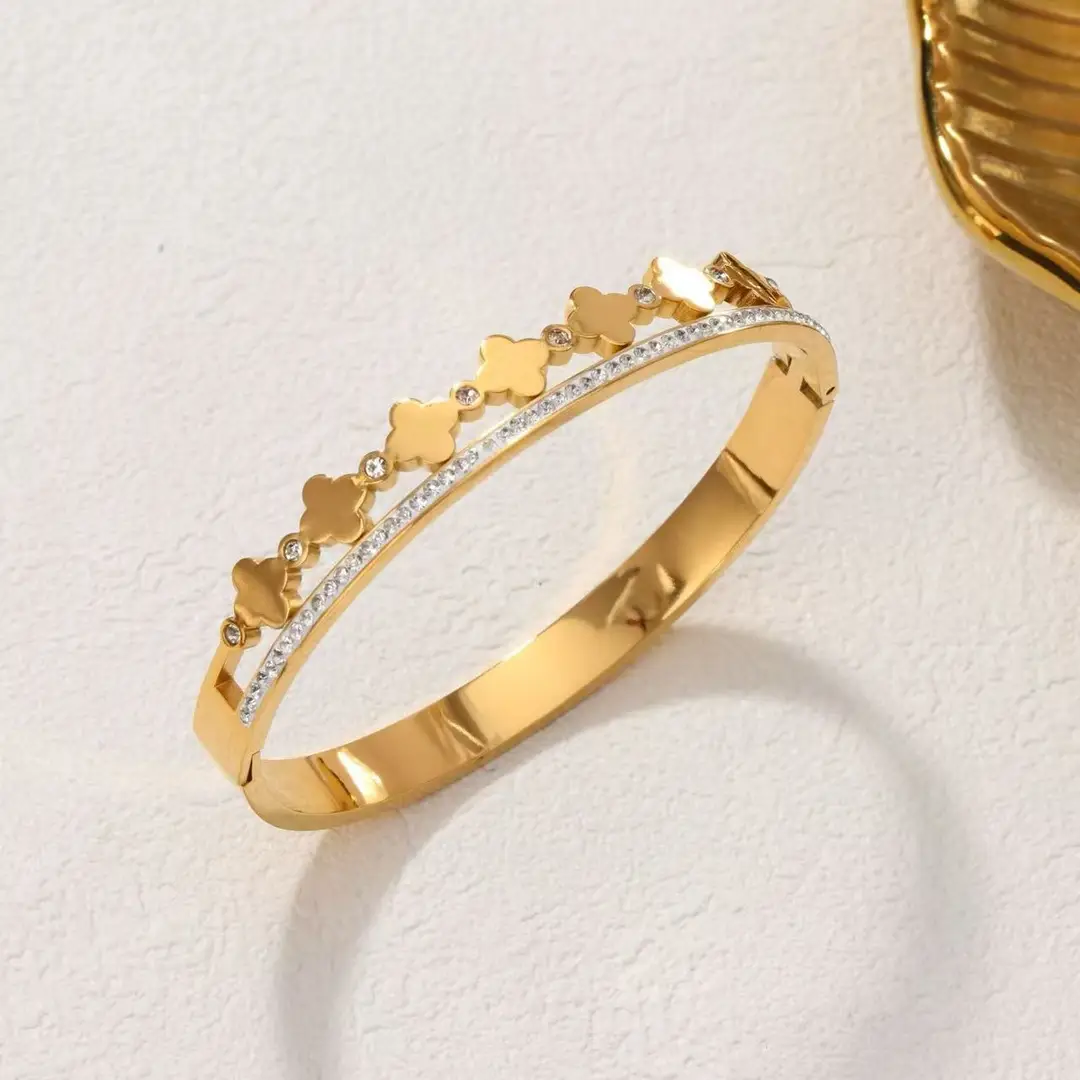 Stainless Steel Bracelets with Diamond Accents for Women