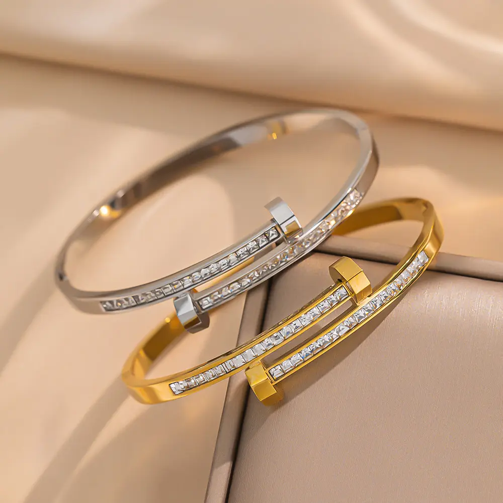 Stainless Steel Bracelets with Diamond Accents for Daily Wear