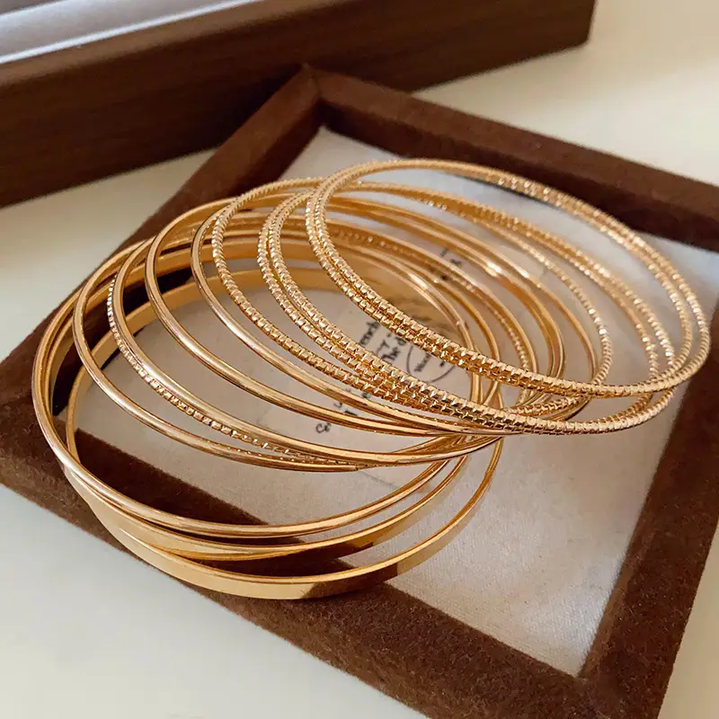 Real Gold Plated Zircon Bracelets Set of 5