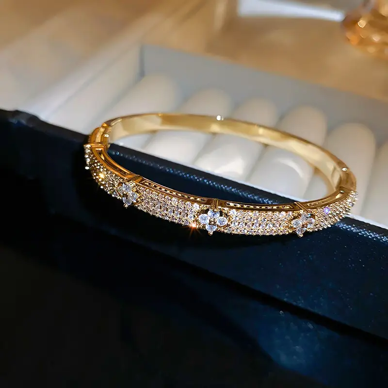 Rose Gold Zircon Bracelets Set for Women