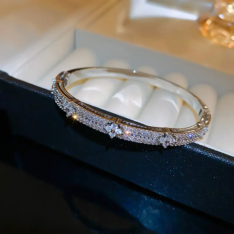 Rose Gold Zircon Bracelets Set for Women