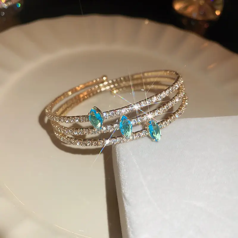 Rose Gold Zircon Bracelets Set for Women