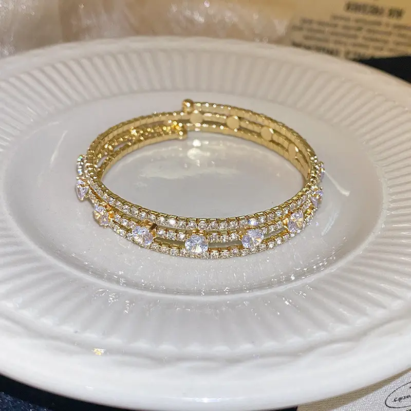 Rose Gold Zircon Bracelets Set for Women