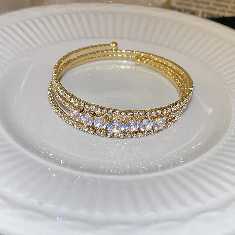 Rose Gold Zircon Bracelets Set for Women