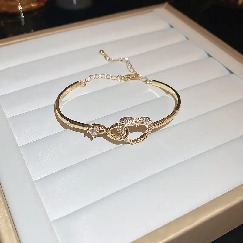 Rose Gold Zircon Bracelets Set for Women