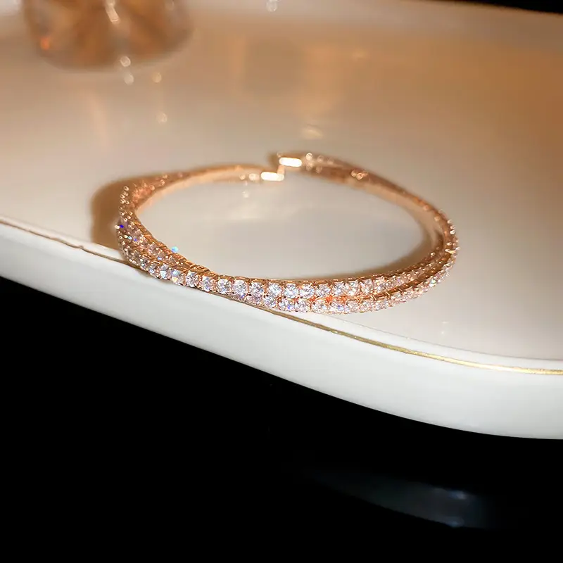 Rose Gold Zircon Bracelets Set for Women