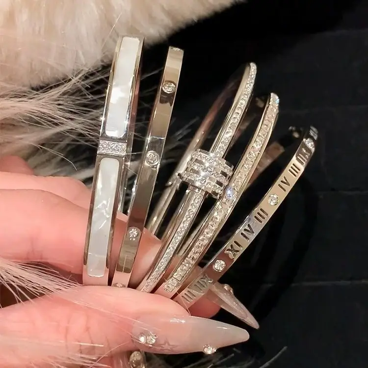 Rose Gold Zircon Bracelets Set for Women
