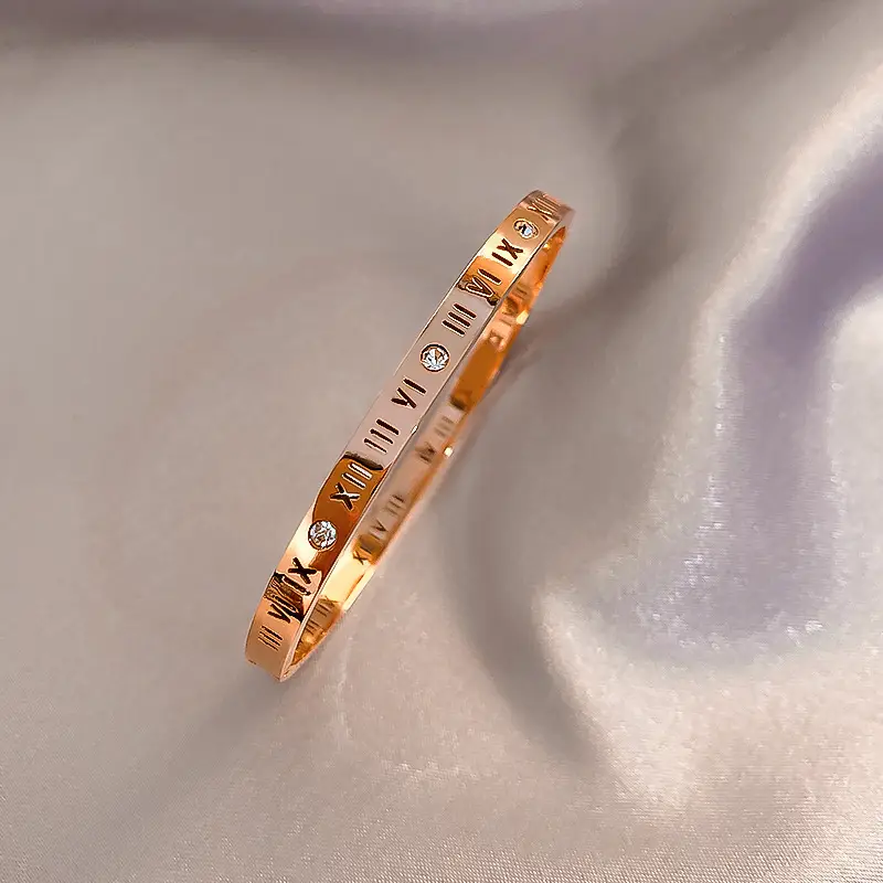 Rose Gold Zircon Bracelets Set for Women