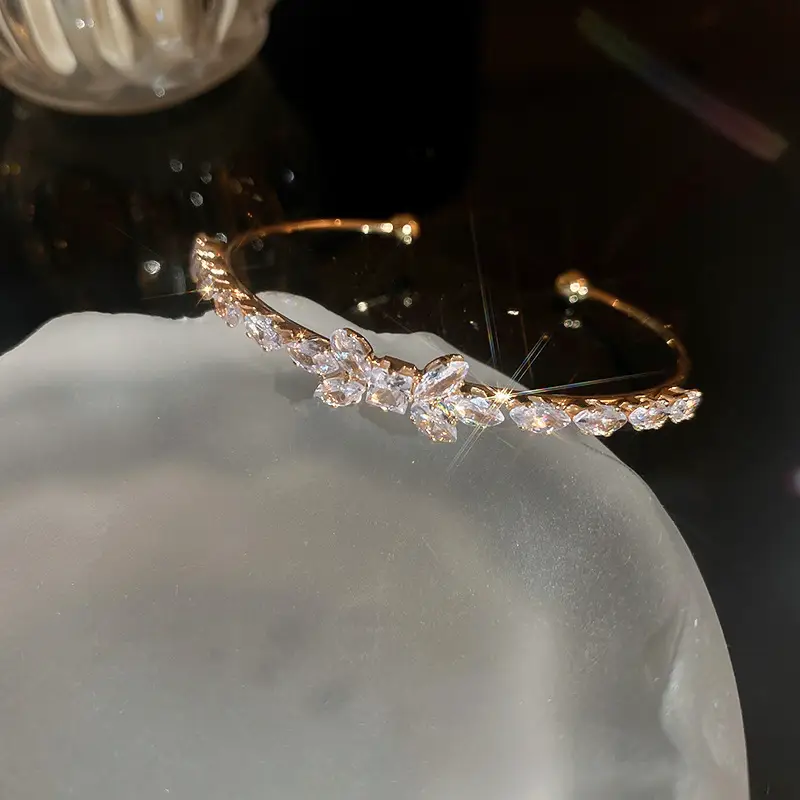 Rose Gold Zircon Bracelets Set for Women