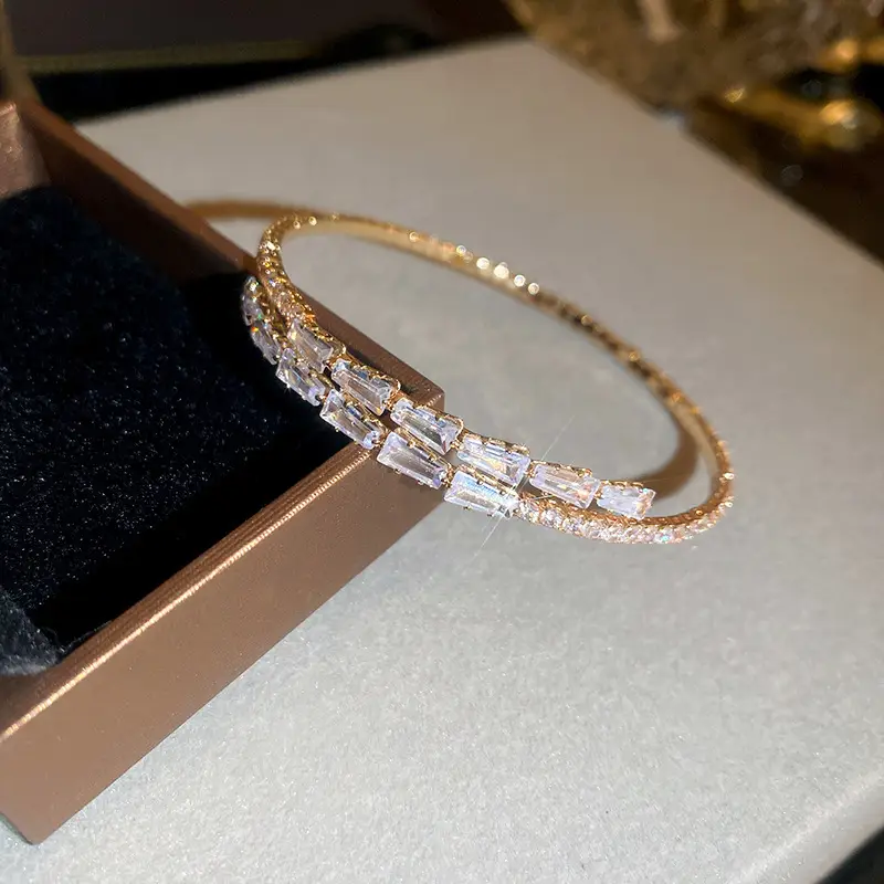 Rose Gold Zircon Bracelets Set for Women