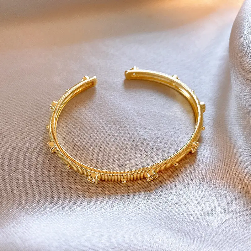 Rose Gold Zircon Bracelets Set for Women