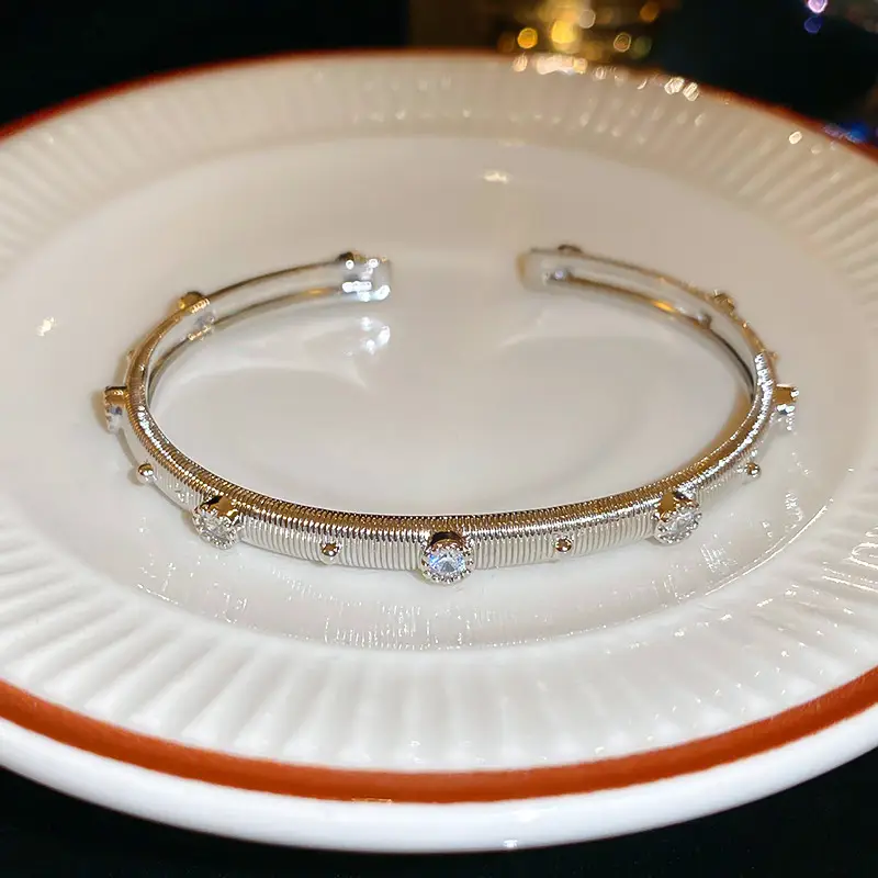 Rose Gold Zircon Bracelets Set for Women