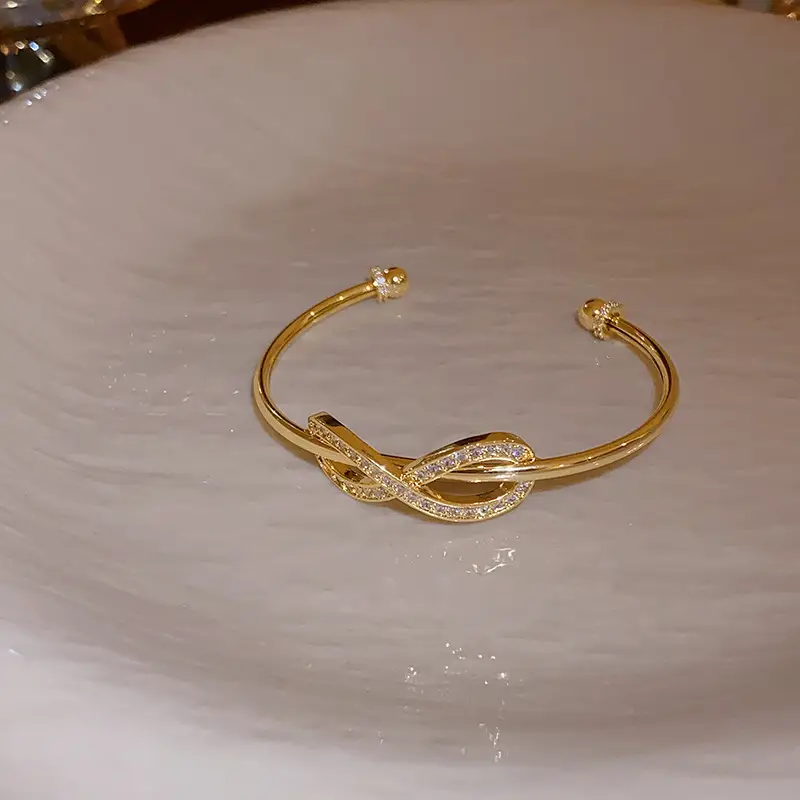 Rose Gold Zircon Bracelets Set for Women