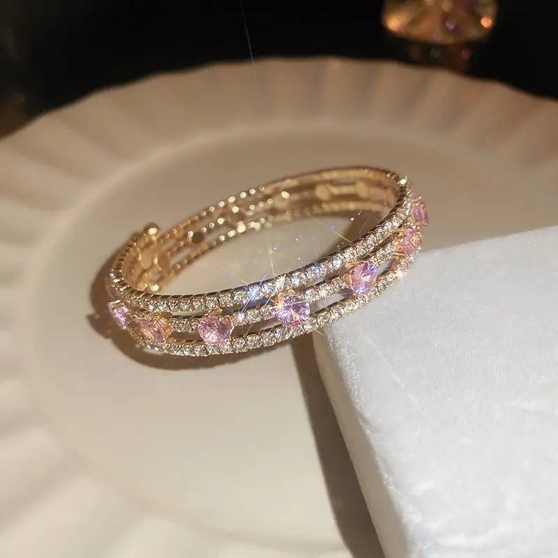Rose Gold Zircon Bracelets Set of 5 for Women