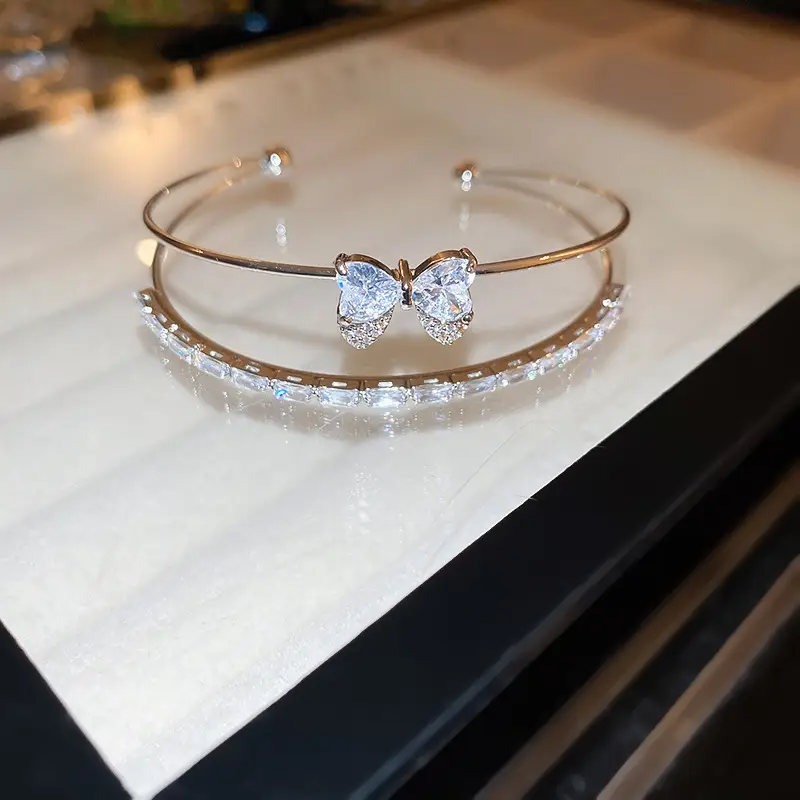 Rose Gold Zircon Bracelets Set of 5 for Women