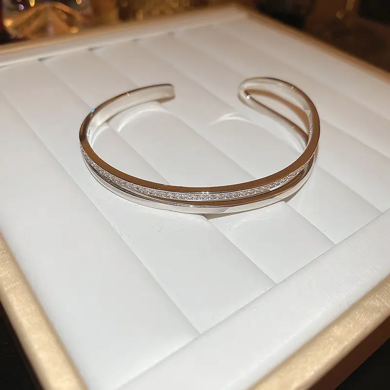 Rose Gold Zircon Bracelets Set for Women