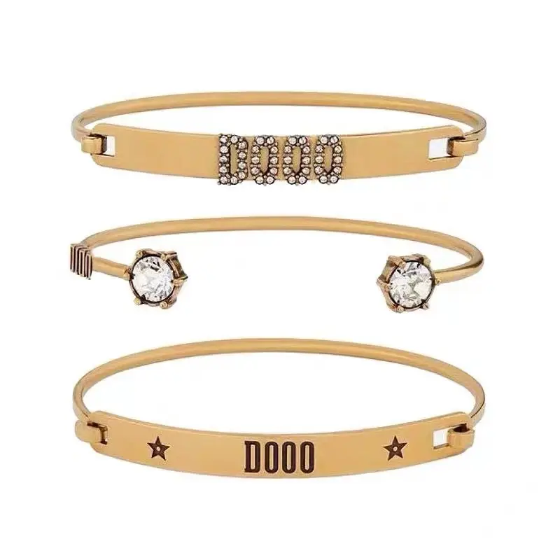 Gold Brass Open Bracelet with Sparkling Accents