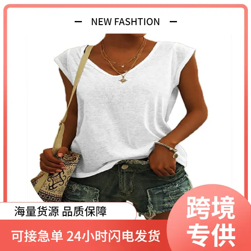 Women V Neck T-Shirt Black High Quality New