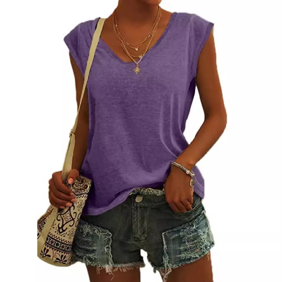 Women V Neck T-Shirt Black High Quality New