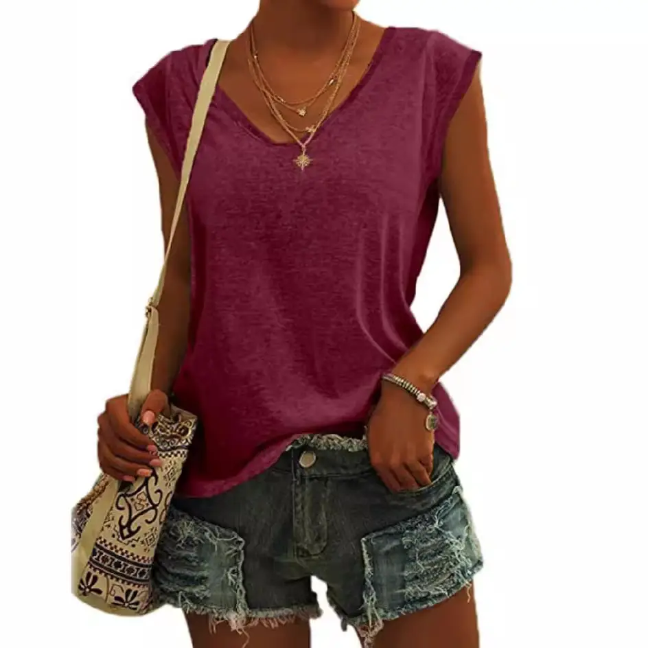 Women V Neck T-Shirt Black High Quality New