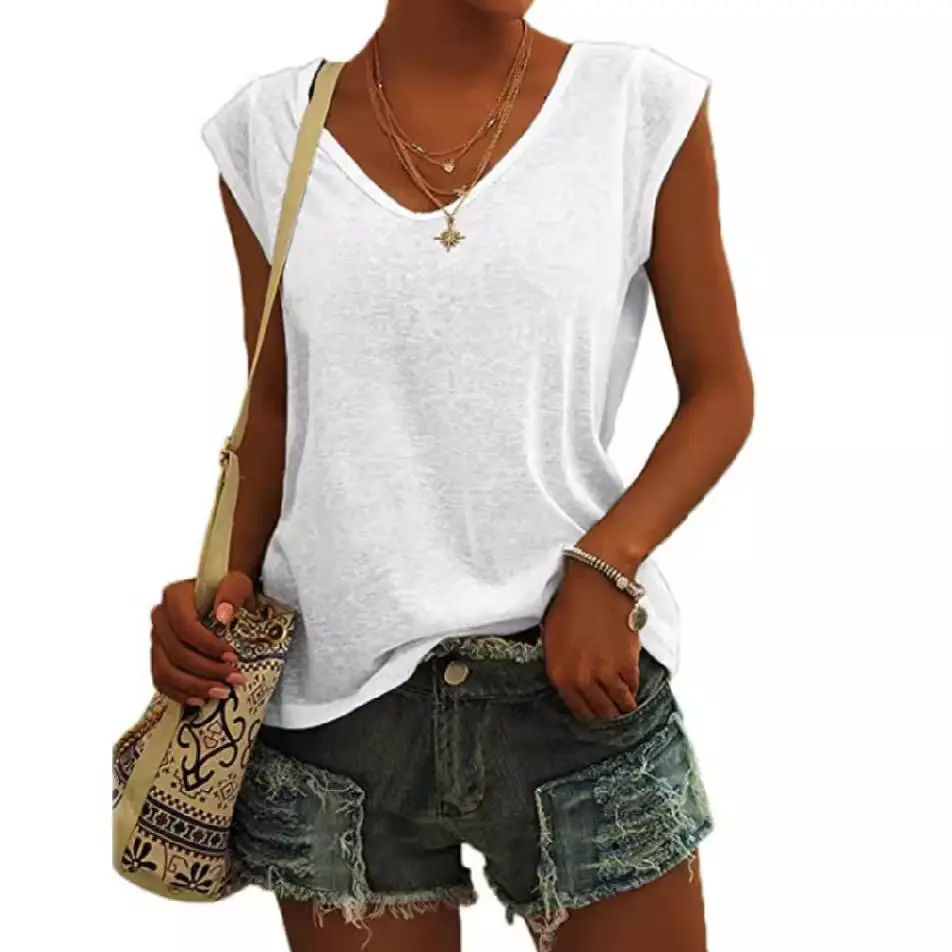 Women V Neck T-Shirt Black High Quality New