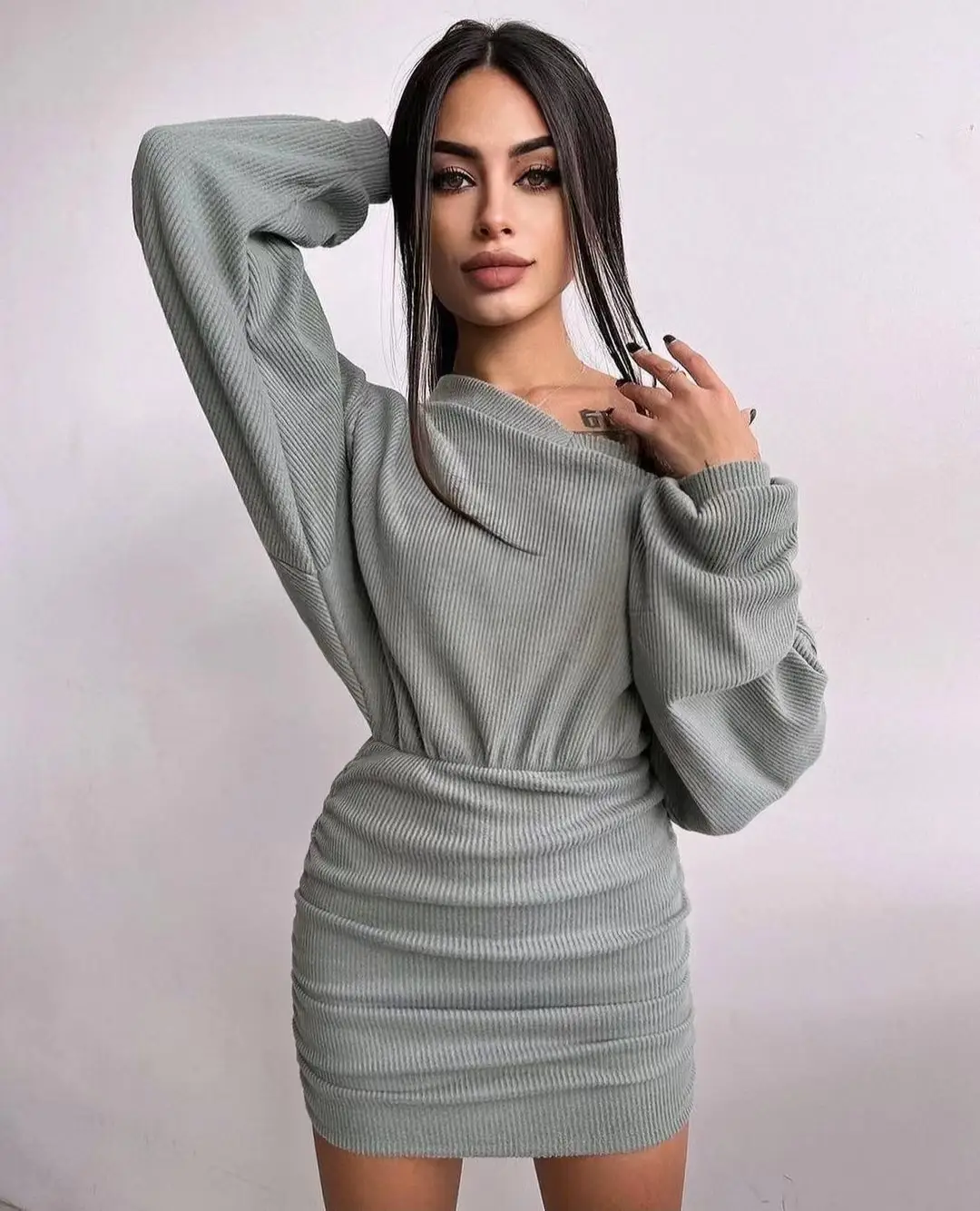 V-Neck Knitted Dress for Women Winter Pakistan