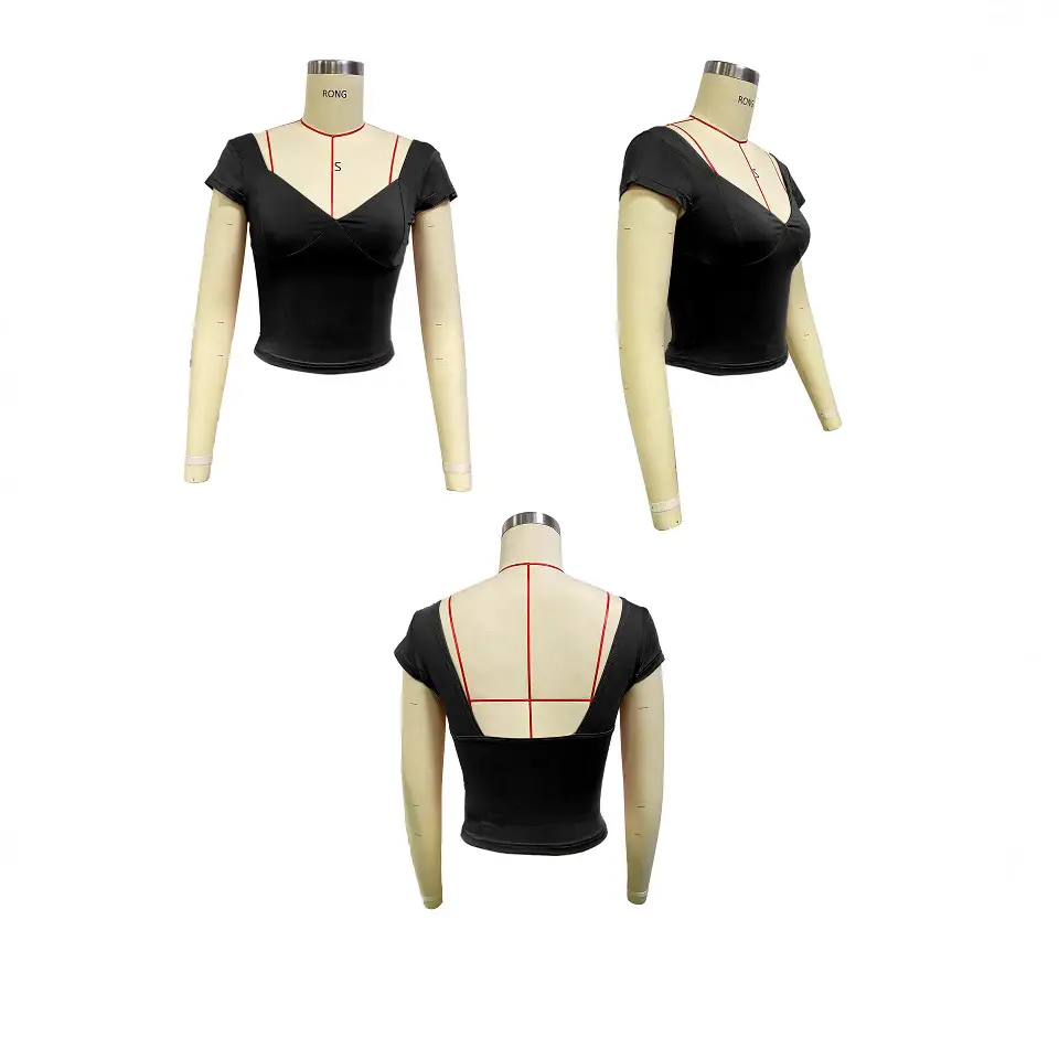 Women V-neck Slim Fit T-Shirt Black Plum Purple Solid
