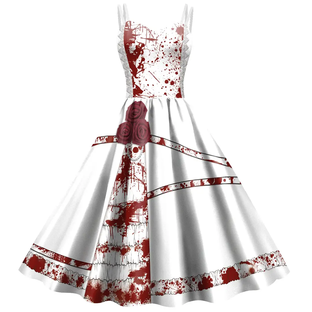 Women Halloween Blood Splatter Sling Dress Summer New Collection