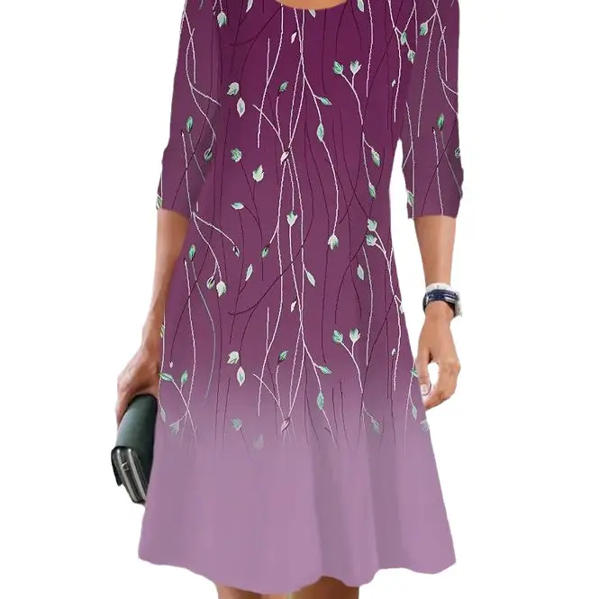 Women Long Sleeve Printed Dress Winter New Collection