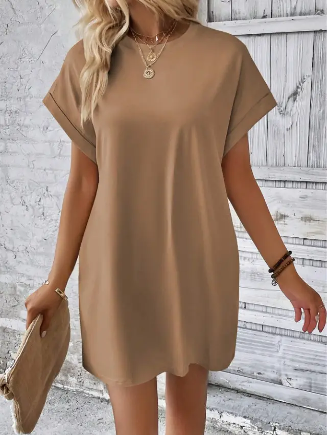 Women's Short Sleeve Stitched Dress White Latest Collection