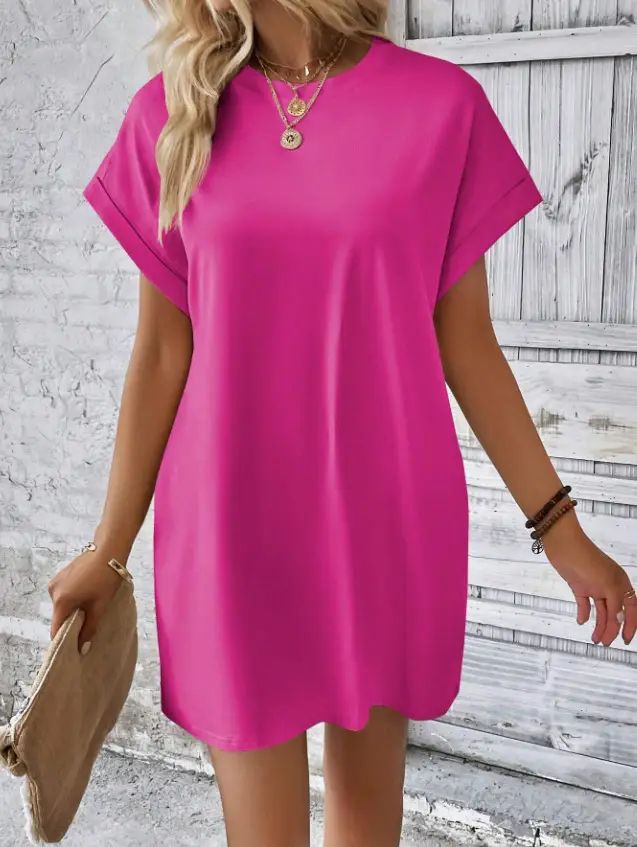 Women's Short Sleeve Stitched Dress White Latest Collection
