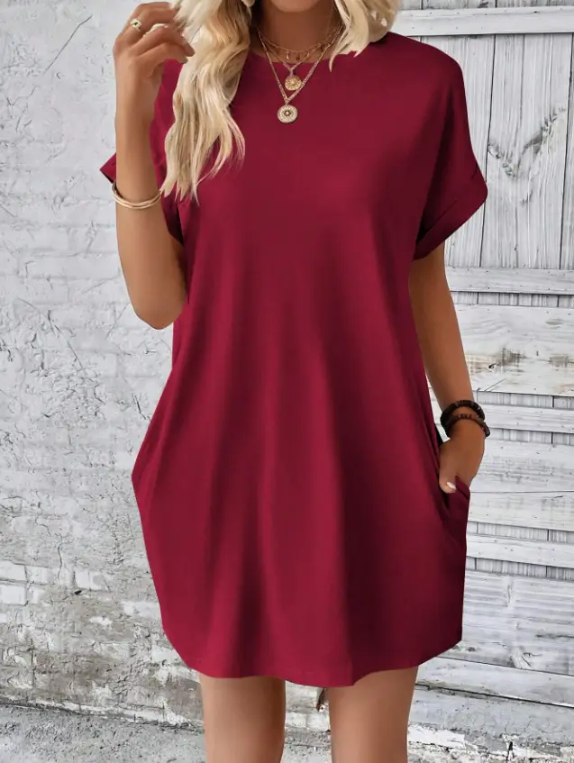 Women's Short Sleeve Stitched Dress White Latest Collection