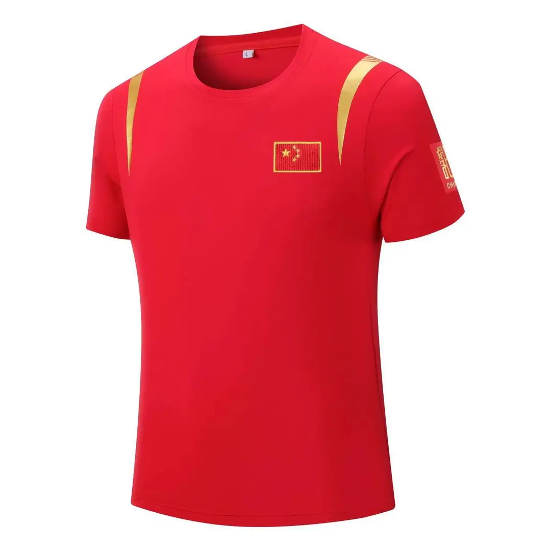 Women Red Stitched Sports T-Shirt Summer 2024