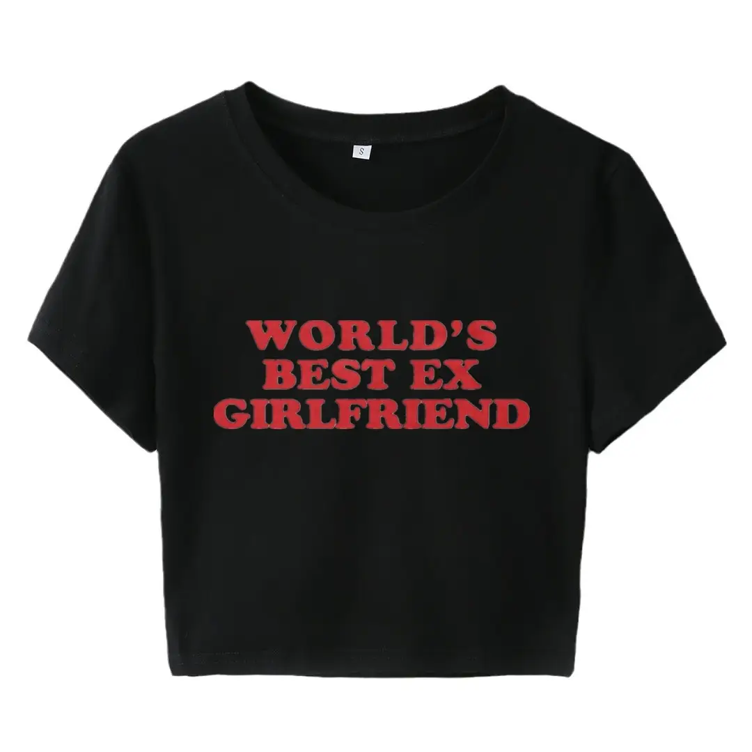 Women White Slim Fit Graphic T-Shirt World's Best Ex Girlfriend