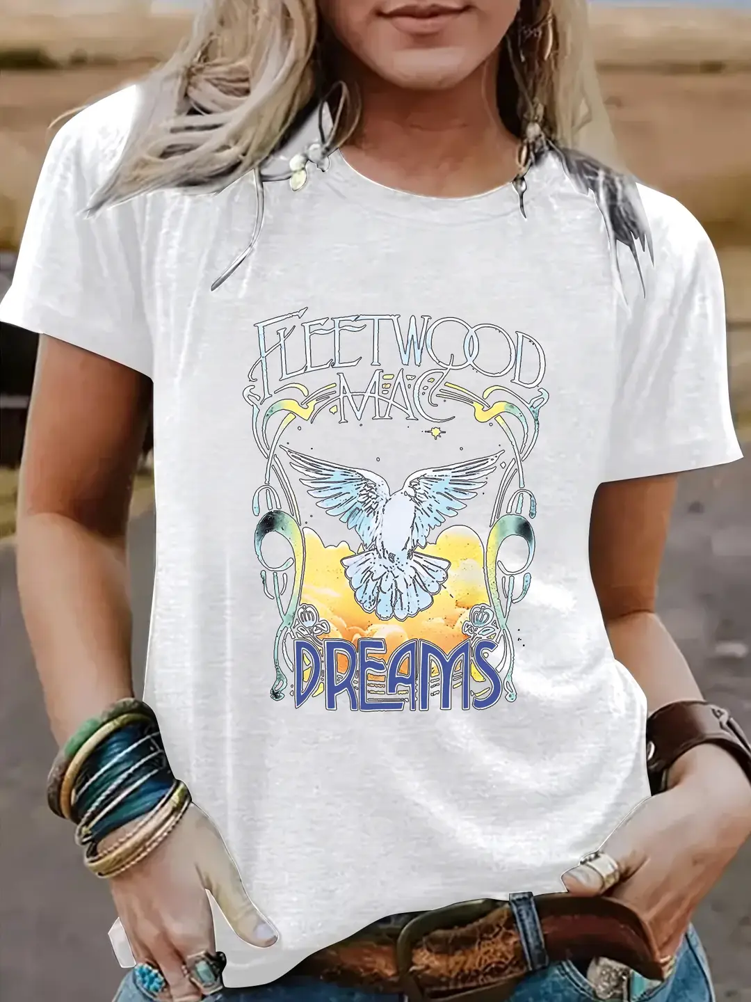 Women Fleetwood Mac Dreams T-Shirt Purple Short Sleeve Summer Fashion