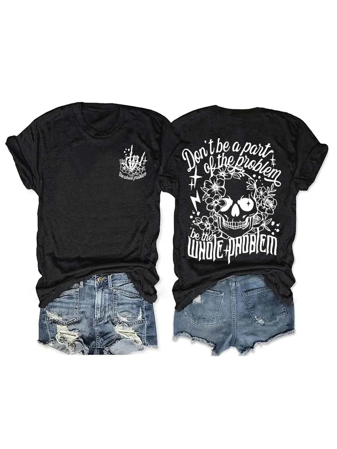 Women Royal Blue Skull Print T-Shirt Casual Summer Wear