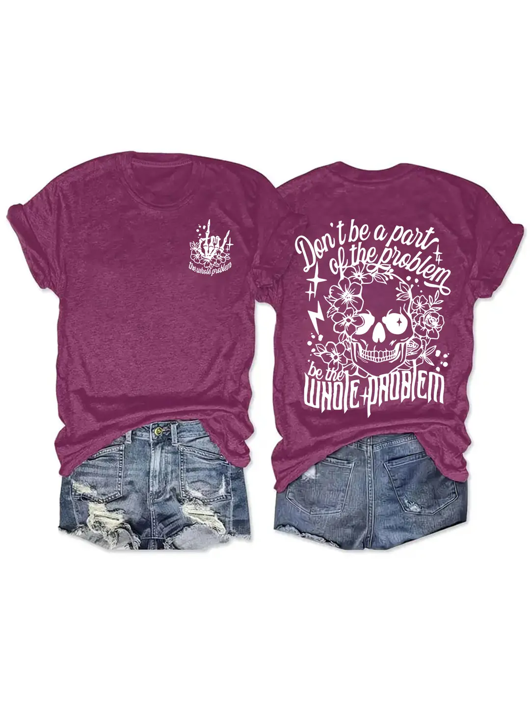 Women Royal Blue Skull Print T-Shirt Casual Summer Wear