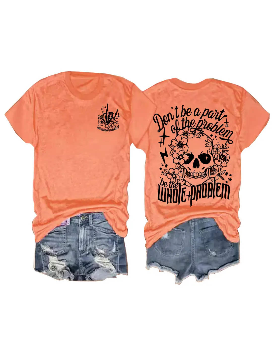 Women Royal Blue Skull Print T-Shirt Casual Summer Wear