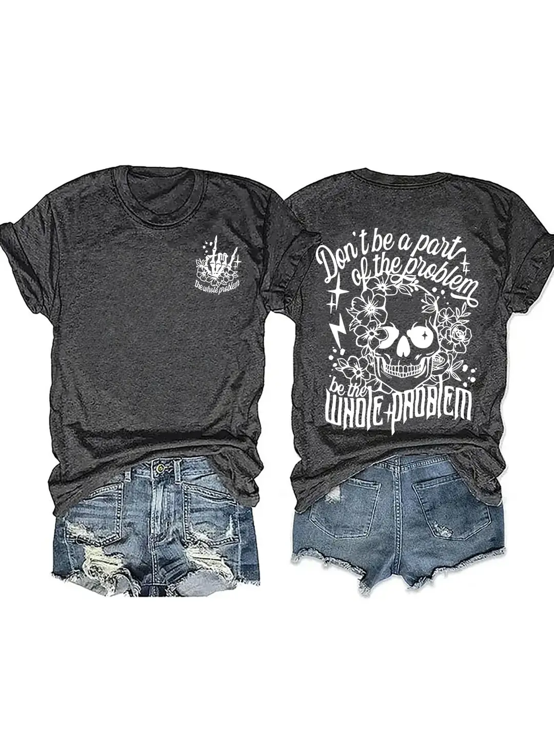 Women Royal Blue Skull Print T-Shirt Casual Summer Wear