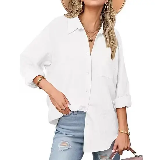 Women Blue Batwing Sleeve Casual Shirt Summer
