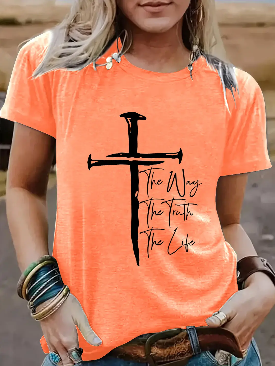 Women Black Cross T-Shirt Summer Casual Short Sleeve